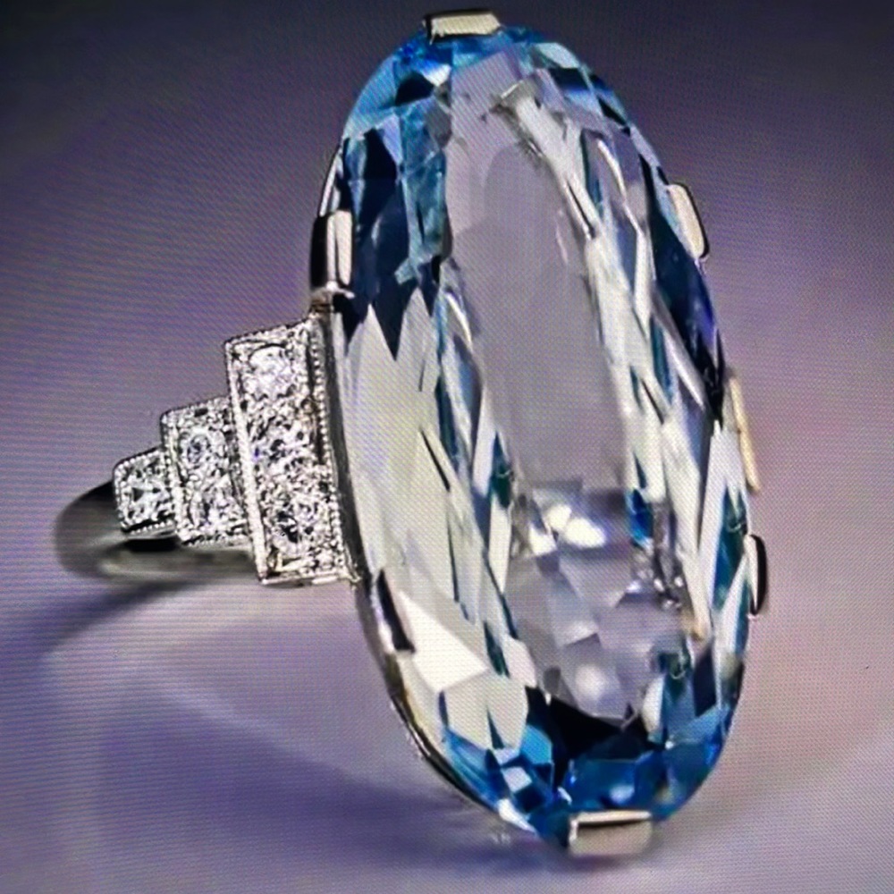 NWOT Silver Cocktail Ring with Turquoise Crystal.